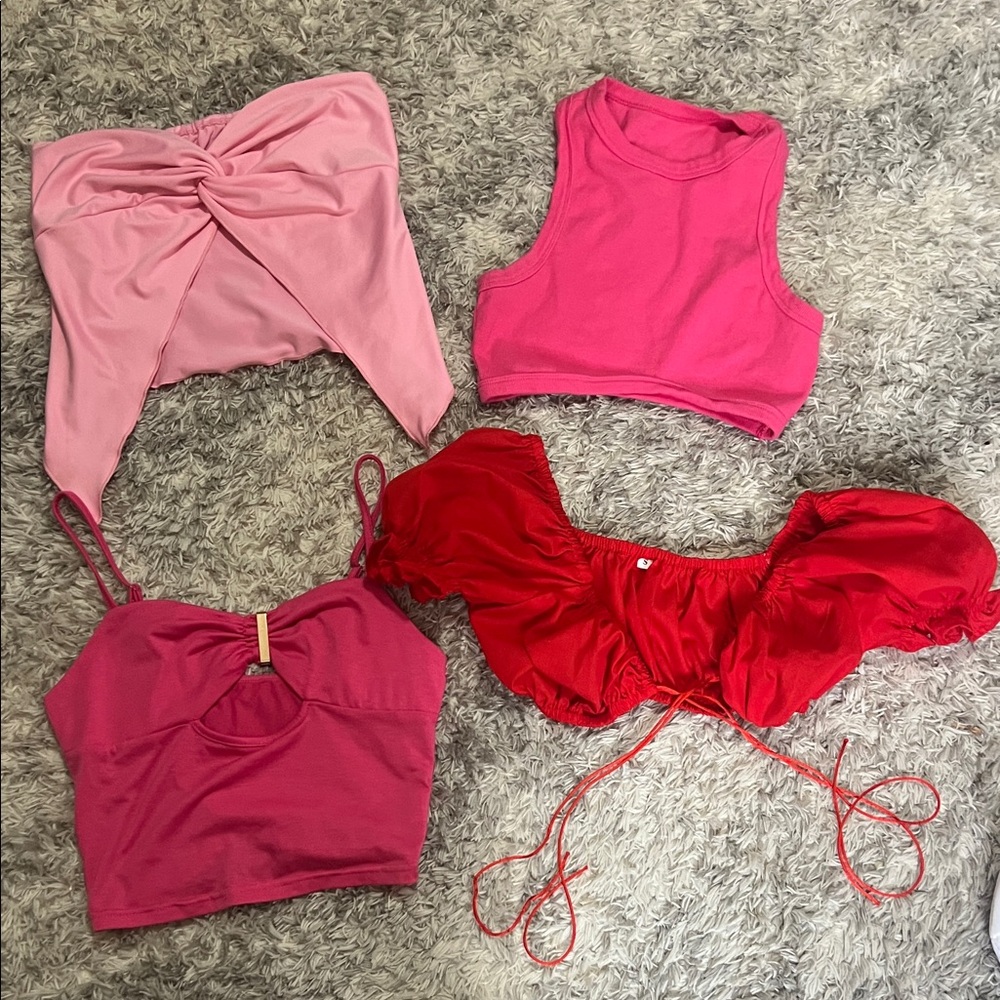 4 Going Out Tops- Pink/Red (size small)